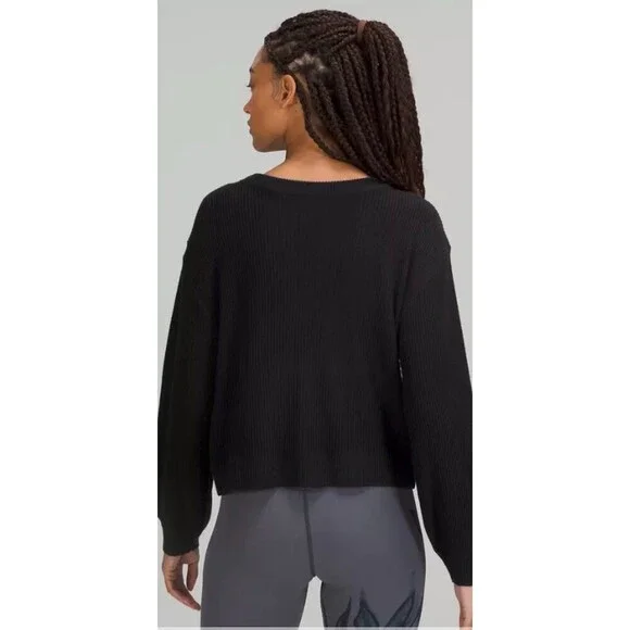 Lululemon Women Reversible Crossover Sweater Black Size 10 M/L Boxy Comfy 1401T3 - Picture 2 of 12